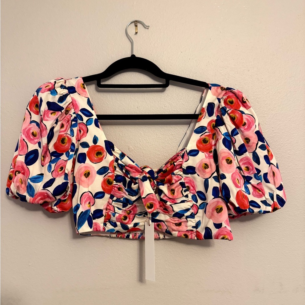 For Love And Lemons Pink and Blue Floral Blouse